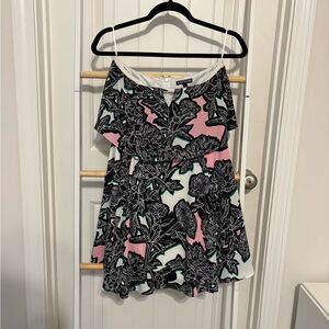 Express Black and Pink Floral Mini Dress